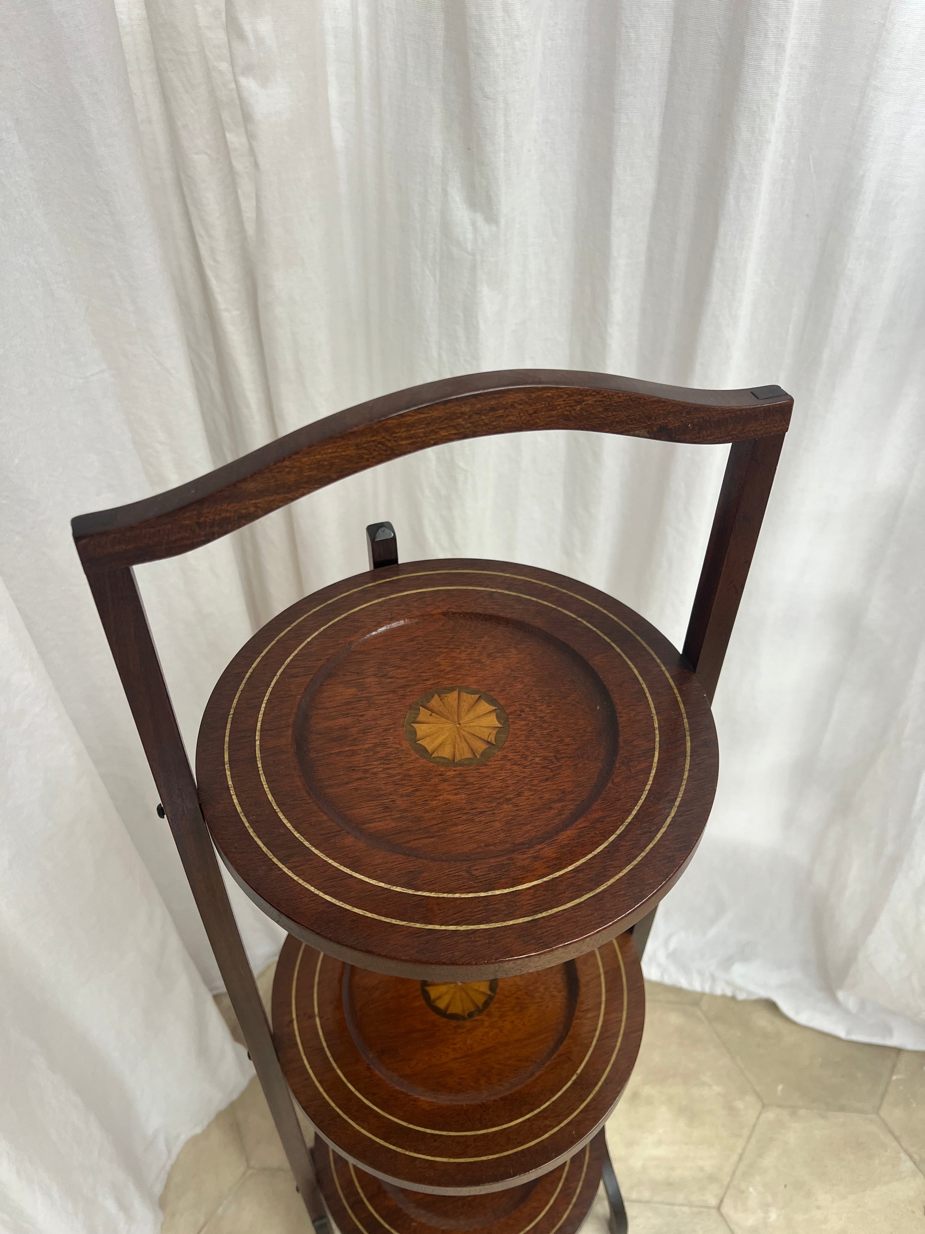 Antique Edwardian Inlaid Cake Stand